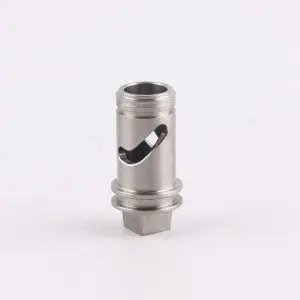 Precision CNC machined stainless steel component with a slotted design for fluid flow control and industrial applications