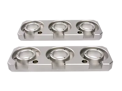 Custom aluminum CNC machining parts with multi-cavity design, precision milled mounting bracket for automation and machinery equipment