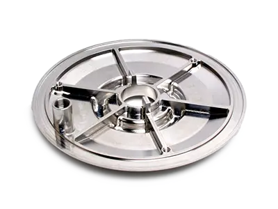 High precision CNC machined metal disc with radial structure and center hole for industrial machinery components