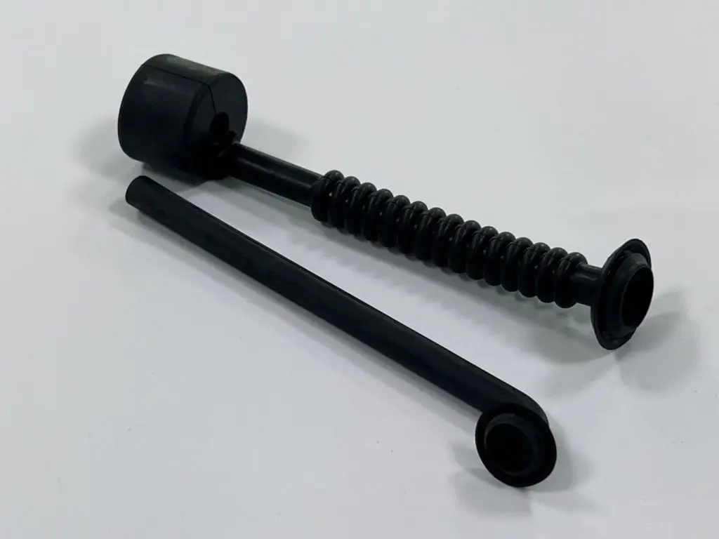 Custom molded black rubber corrugated flexible cable boot and protective sleeve for automotive or machinery