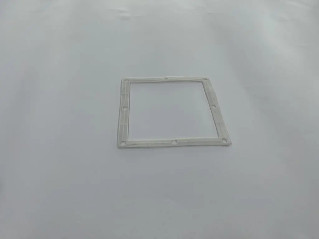 Custom molded white silicone square frame gasket with mounting holes, high-temperature resistant sealing gasket for industrial equipment