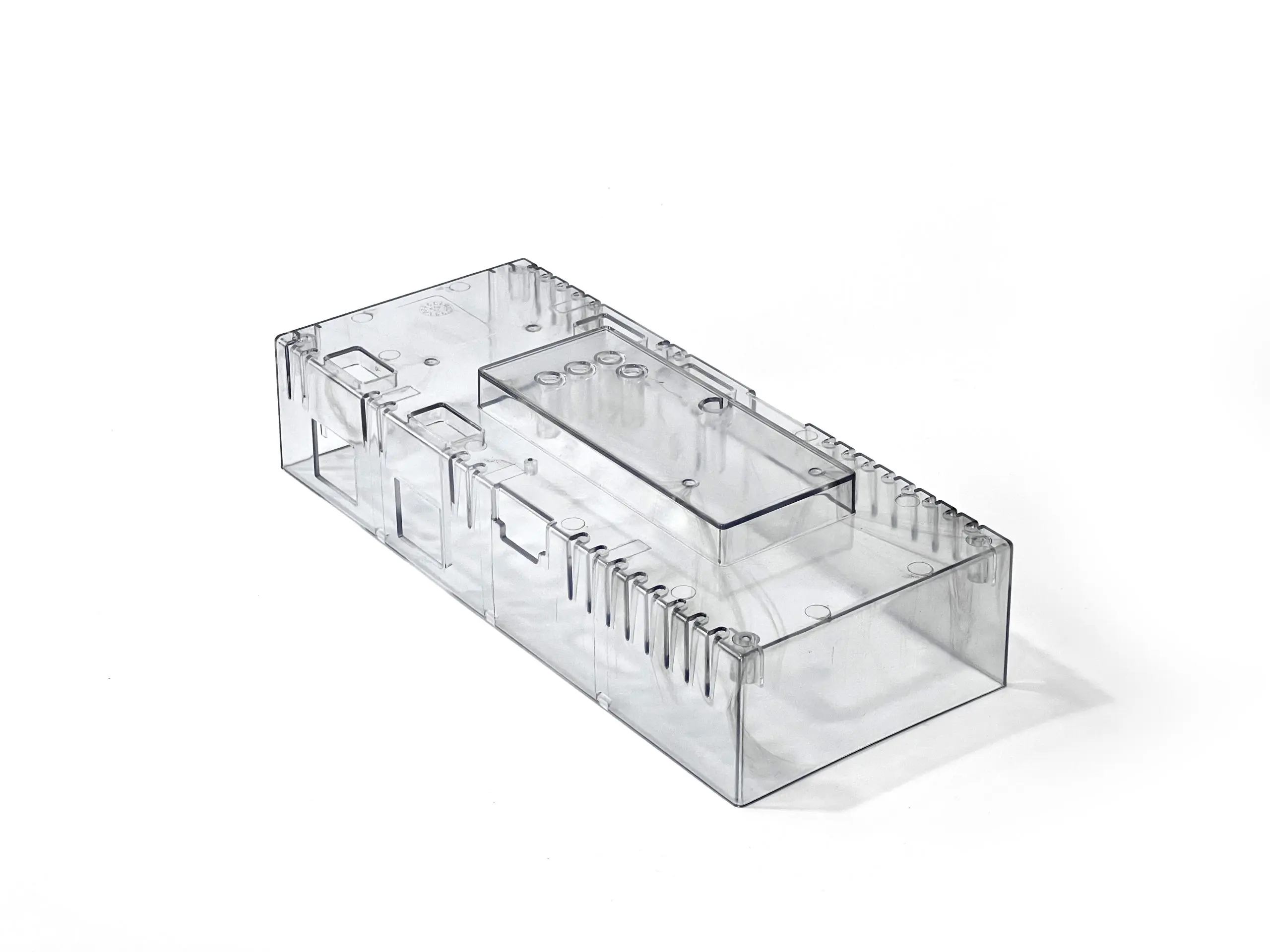 Transparent Injection Molded Plastic Enclosure for Electronic Control Unit, Custom Clear PC/ABS Housing with Precision Internal Structure