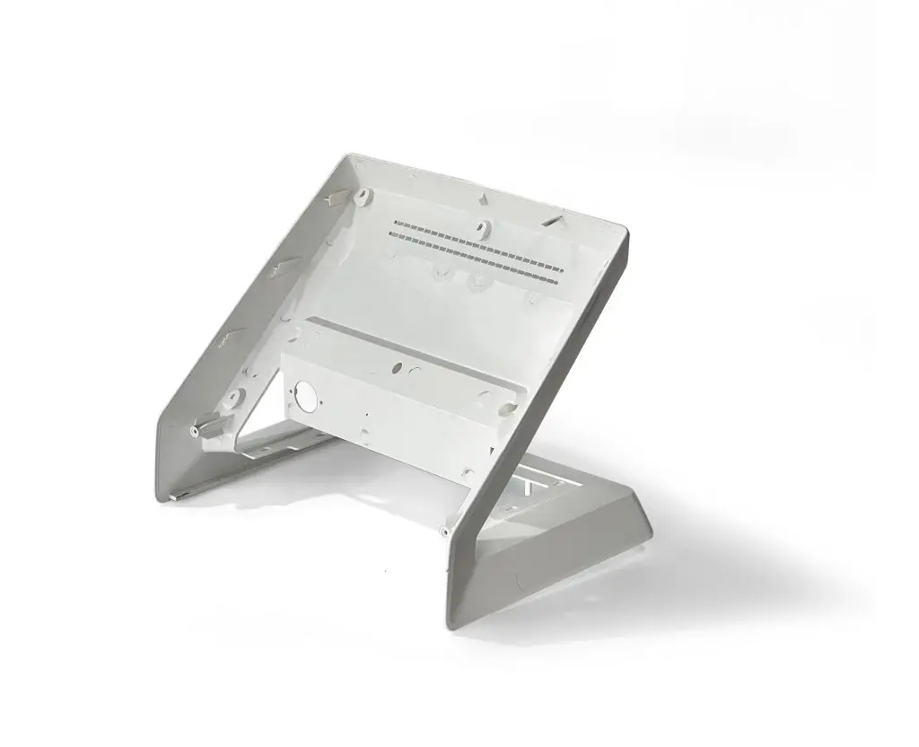 Custom White Injection Molded Plastic POS Terminal Stand Housing, Angled Plastic Device Enclosure