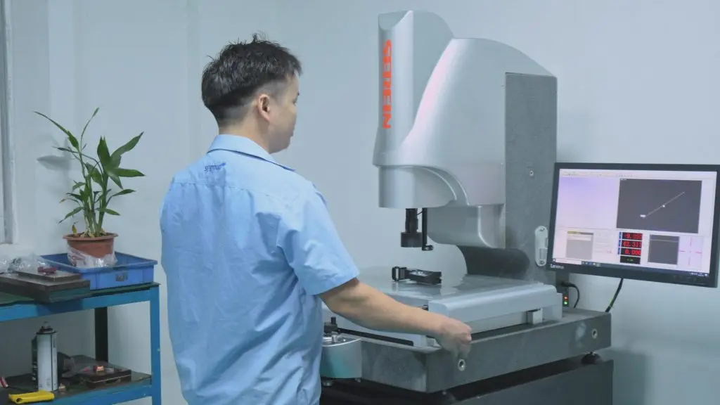 High-precision non-contact optical inspection with SER Video Measuring System for custom plastic mold components, quality assurance in mold manufacturing