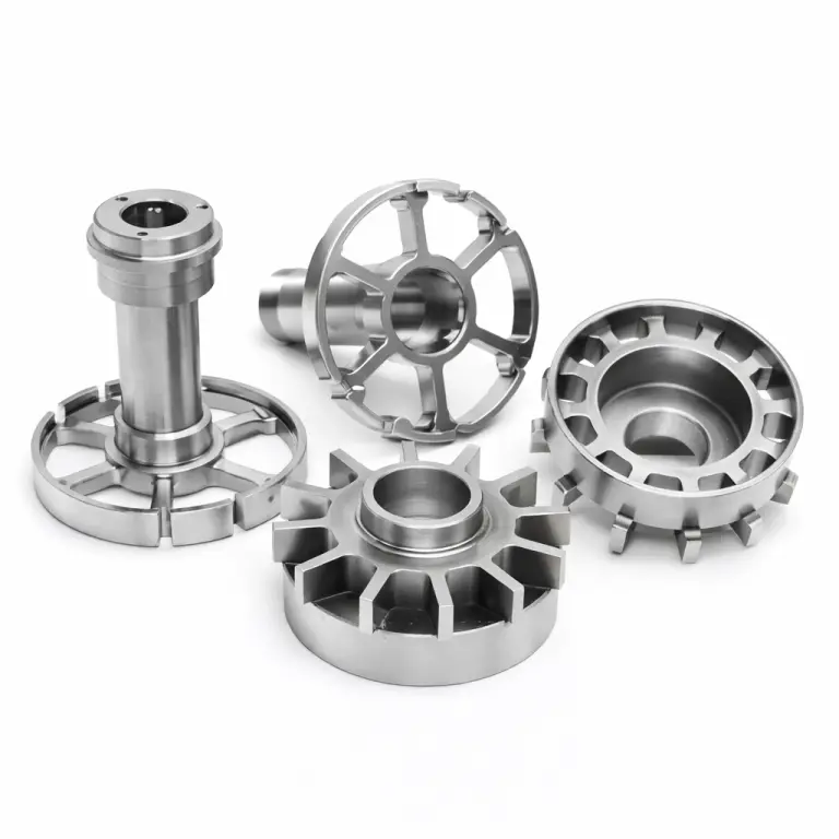 Custom CNC precision machined stainless steel components featuring intricate designs, ideal for high-performance industrial applications.