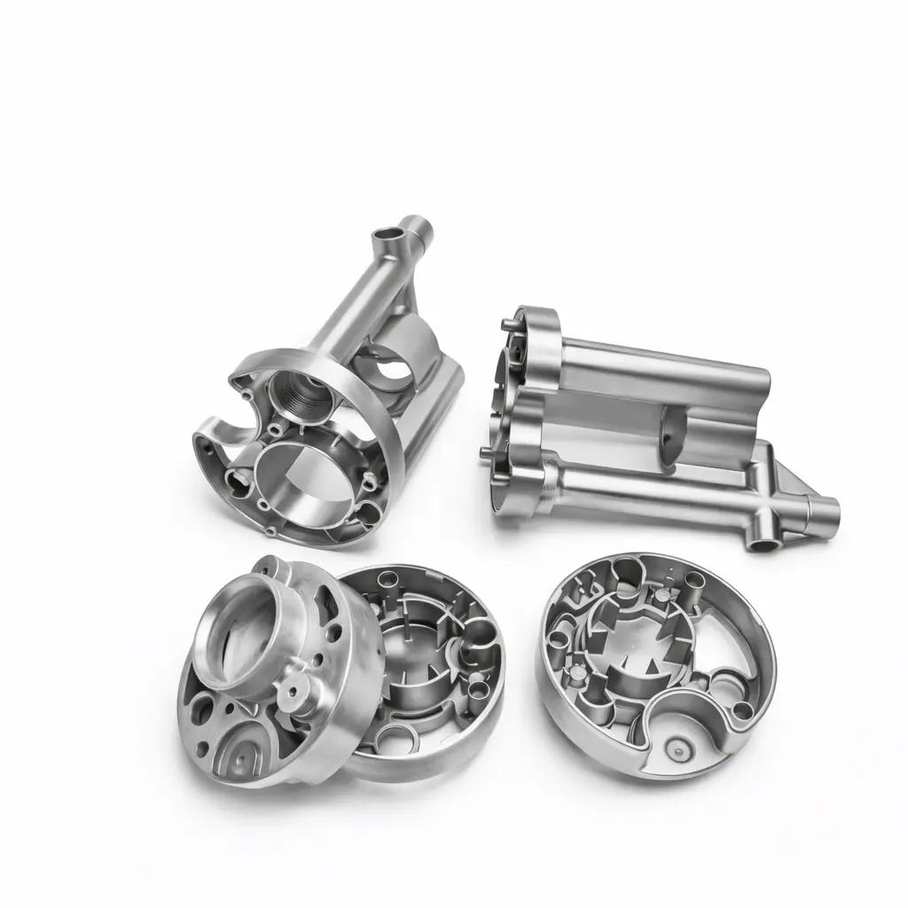 Custom CNC machined aluminum housing parts with complex internal structure for automotive and industrial equipment
