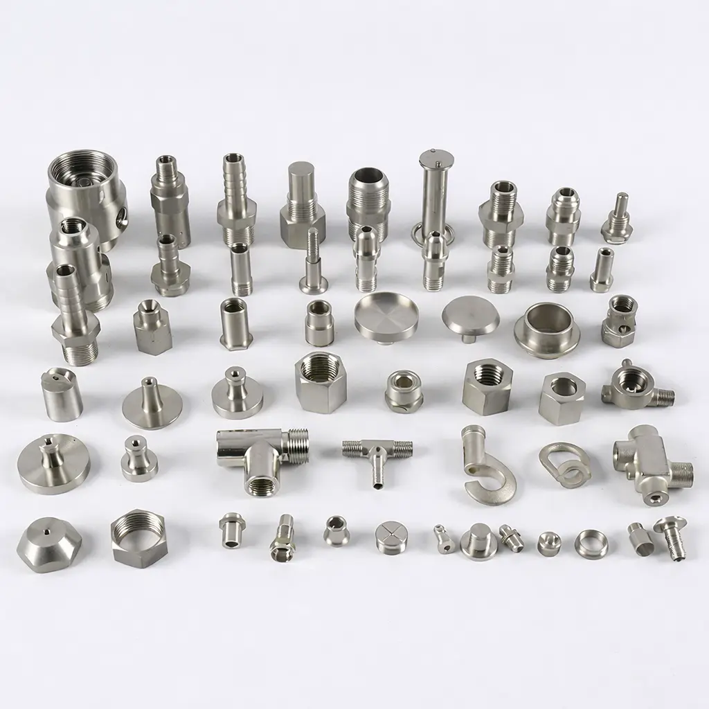 High-strength corrosion-resistant custom titanium alloy machined components, including fittings, fasteners, and custom parts, made to your specifications